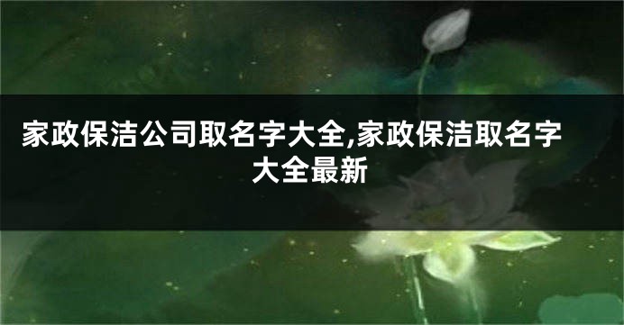 家政保洁公司取名字大全,家政保洁取名字大全最新