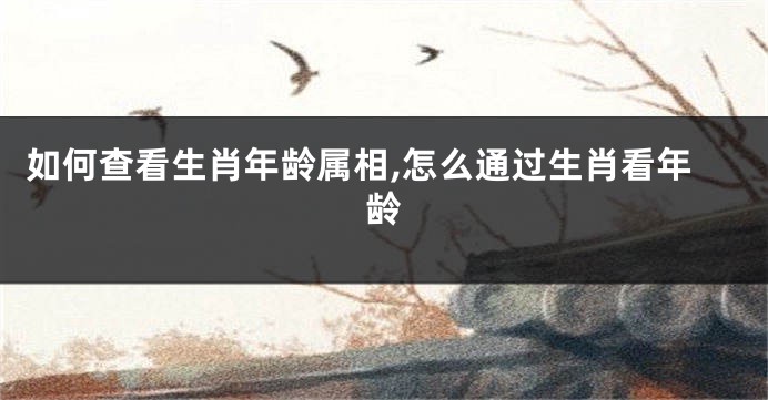如何查看生肖年龄属相,怎么通过生肖看年龄