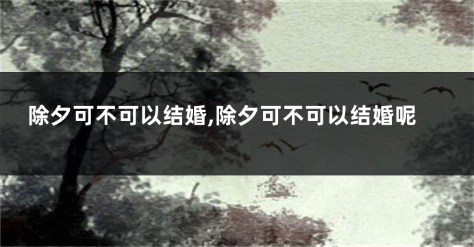 除夕可不可以结婚,除夕可不可以结婚呢