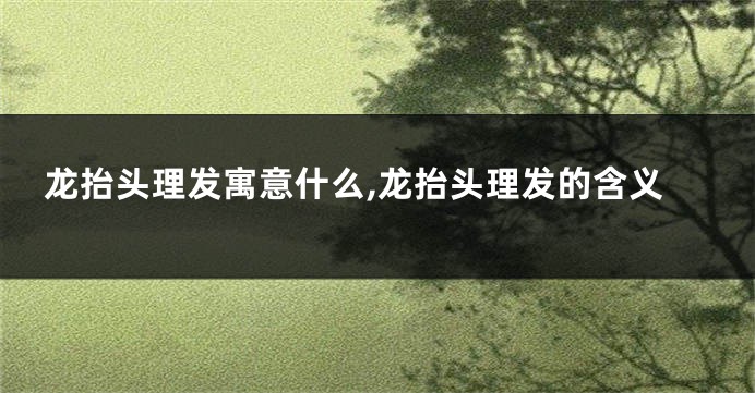 龙抬头理发寓意什么,龙抬头理发的含义