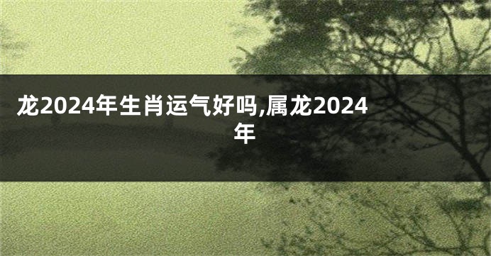 龙2024年生肖运气好吗,属龙2024年