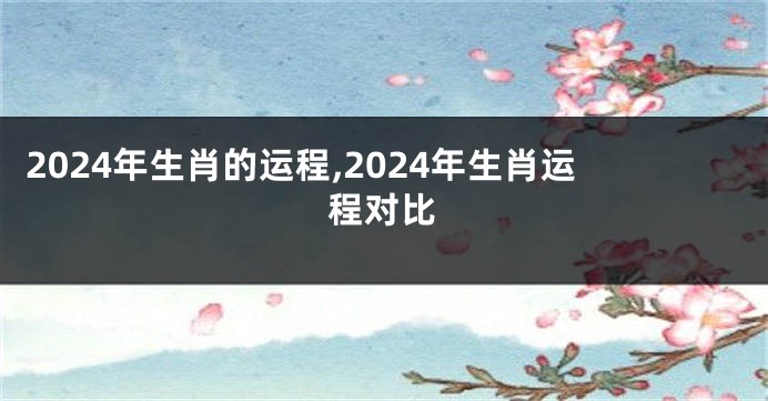 2024年生肖的运程,2024年生肖运程对比
