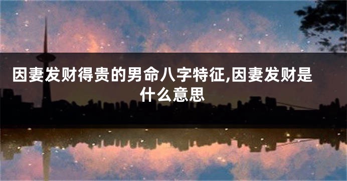 因妻发财得贵的男命八字特征,因妻发财是什么意思