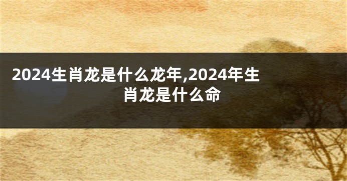 2024生肖龙是什么龙年,2024年生肖龙是什么命