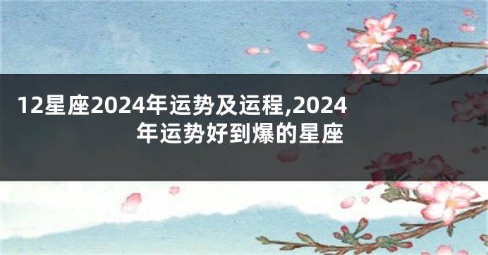 12星座2024年运势及运程,2024年运势好到爆的星座