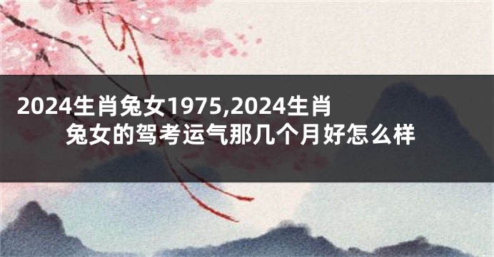 2024生肖兔女1975,2024生肖兔女的驾考运气那几个月好怎么样