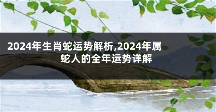 2024年生肖蛇运势解析,2024年属蛇人的全年运势详解