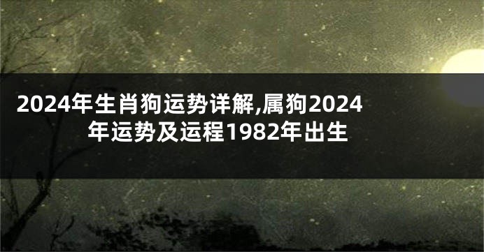 2024年生肖狗运势详解,属狗2024年运势及运程1982年出生
