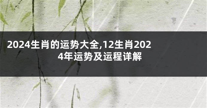 2024生肖的运势大全,12生肖2024年运势及运程详解