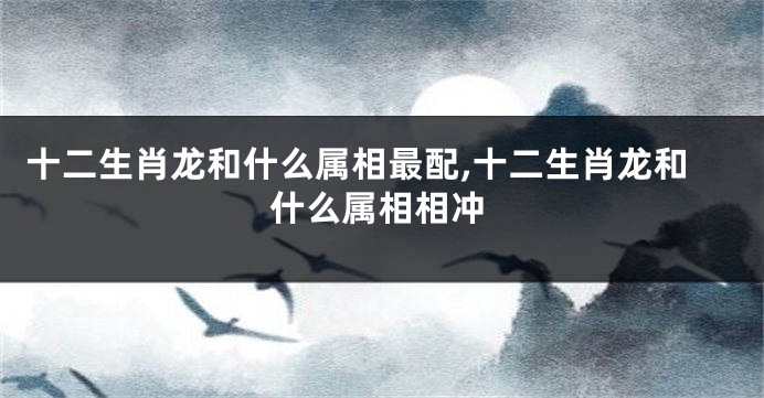 十二生肖龙和什么属相最配,十二生肖龙和什么属相相冲