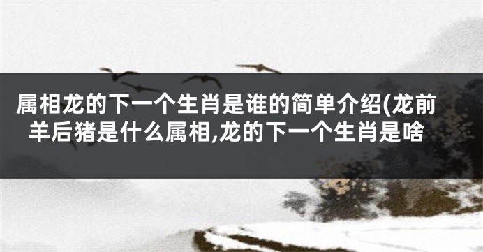 属相龙的下一个生肖是谁的简单介绍(龙前羊后猪是什么属相,龙的下一个生肖是啥