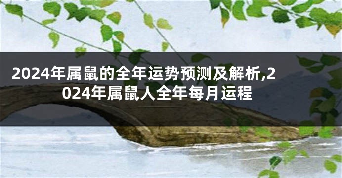 2024年属鼠的全年运势预测及解析,2024年属鼠人全年每月运程