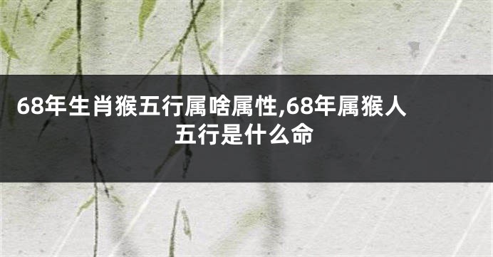 68年生肖猴五行属啥属性,68年属猴人五行是什么命