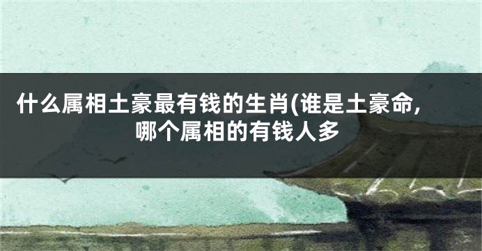 什么属相土豪最有钱的生肖(谁是土豪命,哪个属相的有钱人多