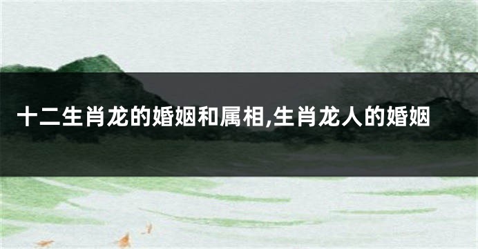 十二生肖龙的婚姻和属相,生肖龙人的婚姻