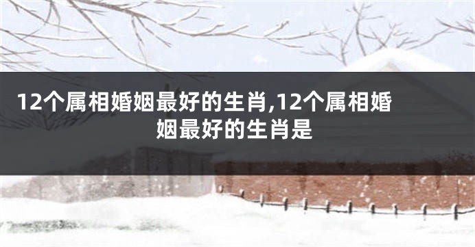 12个属相婚姻最好的生肖,12个属相婚姻最好的生肖是