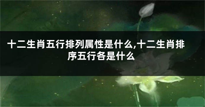 十二生肖五行排列属性是什么,十二生肖排序五行各是什么
