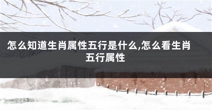 怎么知道生肖属性五行是什么,怎么看生肖五行属性