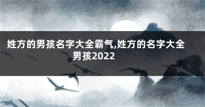 姓方的男孩名字大全霸气,姓方的名字大全男孩2022