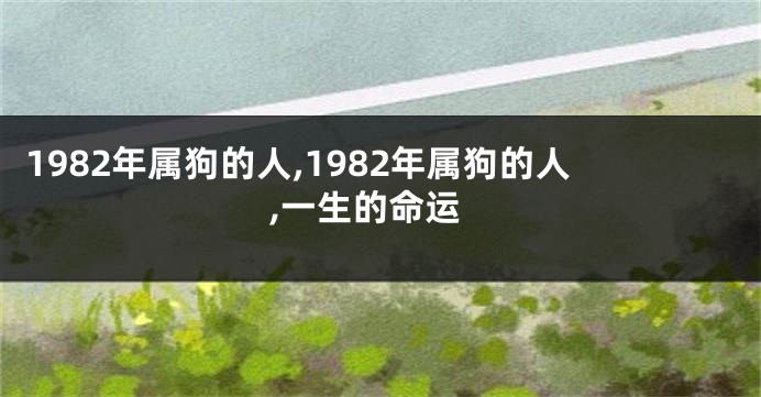 1982年属狗的人,1982年属狗的人,一生的命运