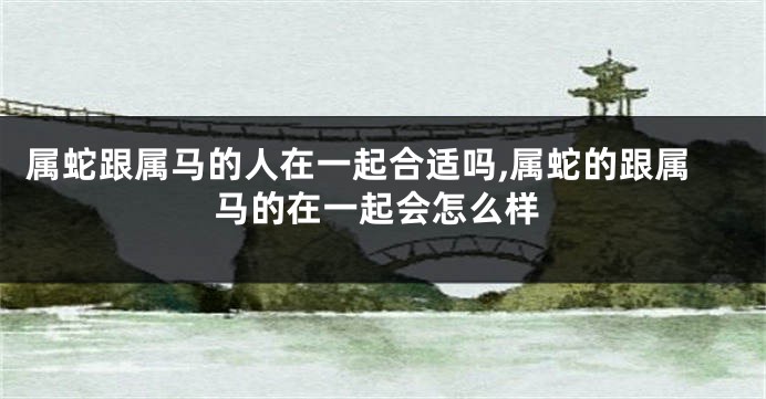 属蛇跟属马的人在一起合适吗,属蛇的跟属马的在一起会怎么样