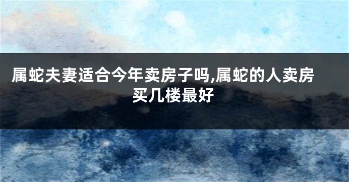 属蛇夫妻适合今年卖房子吗,属蛇的人卖房买几楼最好