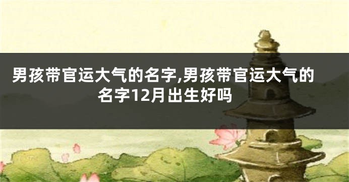 男孩带官运大气的名字,男孩带官运大气的名字12月出生好吗