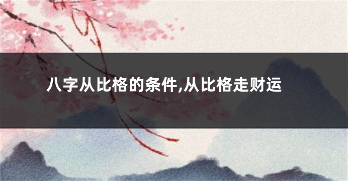 八字从比格的条件,从比格走财运