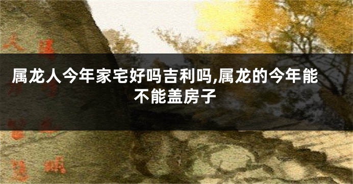 属龙人今年家宅好吗吉利吗,属龙的今年能不能盖房子