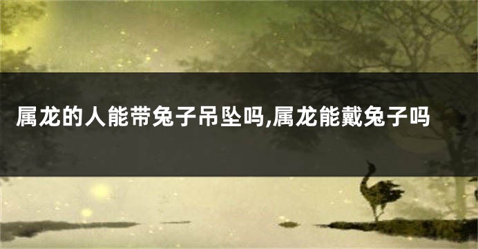 属龙的人能带兔子吊坠吗,属龙能戴兔子吗