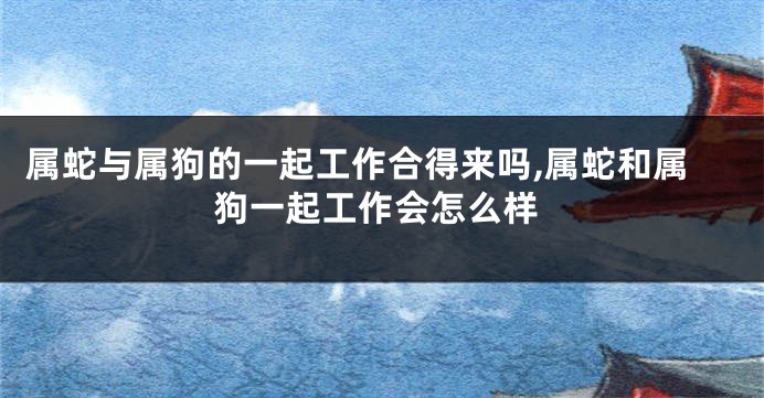 属蛇与属狗的一起工作合得来吗,属蛇和属狗一起工作会怎么样