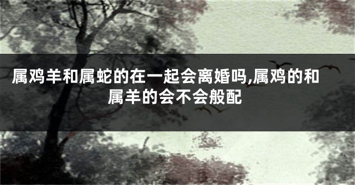 属鸡羊和属蛇的在一起会离婚吗,属鸡的和属羊的会不会般配