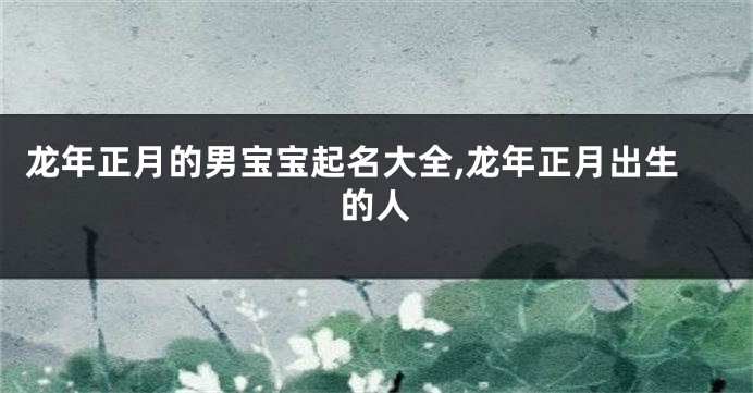 龙年正月的男宝宝起名大全,龙年正月出生的人