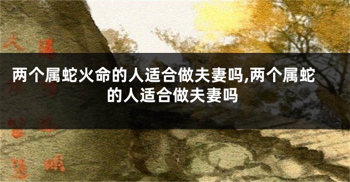 两个属蛇火命的人适合做夫妻吗,两个属蛇的人适合做夫妻吗