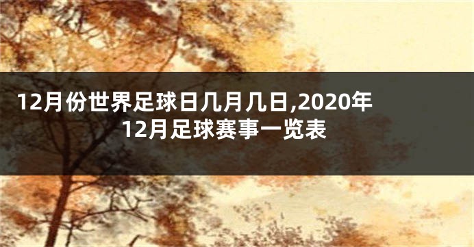 12月份世界足球日几月几日,2020年12月足球赛事一览表