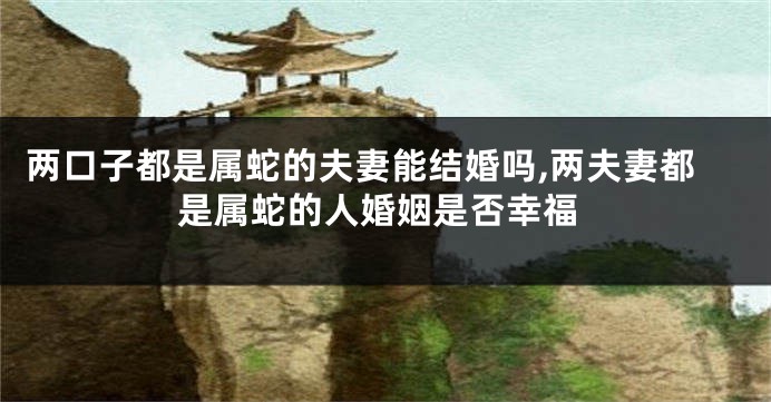 两口子都是属蛇的夫妻能结婚吗,两夫妻都是属蛇的人婚姻是否幸福