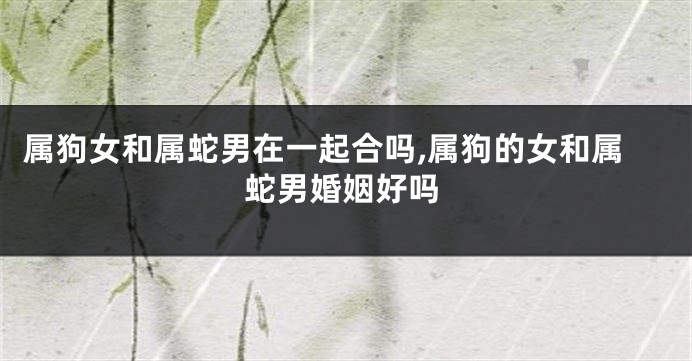 属狗女和属蛇男在一起合吗,属狗的女和属蛇男婚姻好吗