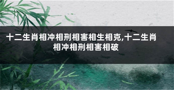 十二生肖相冲相刑相害相生相克,十二生肖相冲相刑相害相破