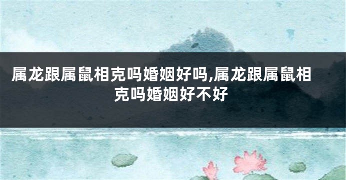 属龙跟属鼠相克吗婚姻好吗,属龙跟属鼠相克吗婚姻好不好
