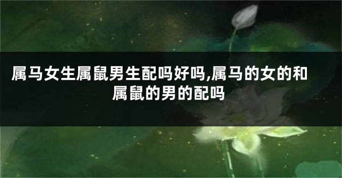 属马女生属鼠男生配吗好吗,属马的女的和属鼠的男的配吗