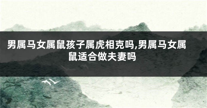 男属马女属鼠孩子属虎相克吗,男属马女属鼠适合做夫妻吗