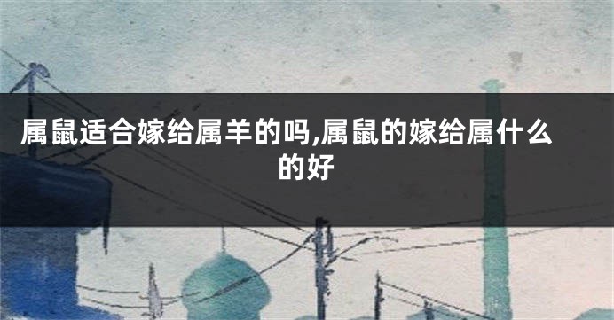 属鼠适合嫁给属羊的吗,属鼠的嫁给属什么的好