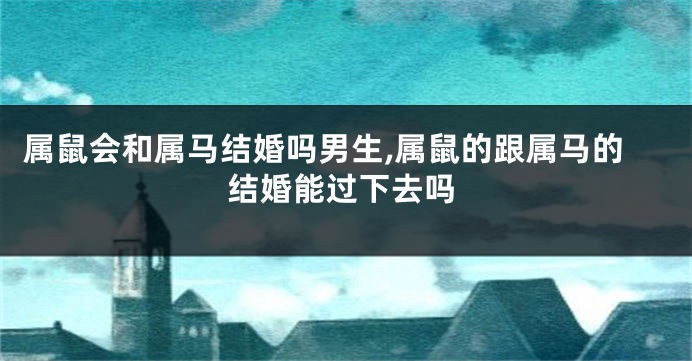 属鼠会和属马结婚吗男生,属鼠的跟属马的结婚能过下去吗