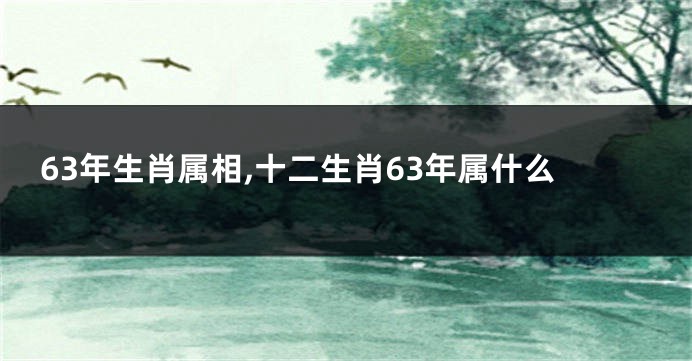 63年生肖属相,十二生肖63年属什么