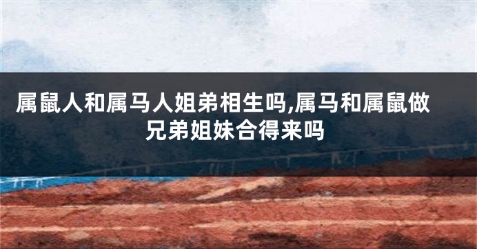 属鼠人和属马人姐弟相生吗,属马和属鼠做兄弟姐妹合得来吗