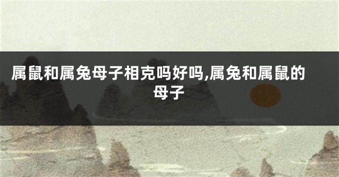 属鼠和属兔母子相克吗好吗,属兔和属鼠的母子