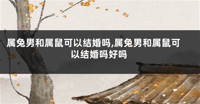 属兔男和属鼠可以结婚吗,属兔男和属鼠可以结婚吗好吗
