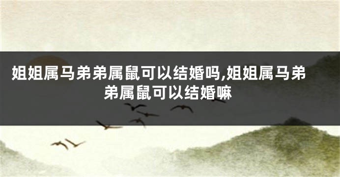 姐姐属马弟弟属鼠可以结婚吗,姐姐属马弟弟属鼠可以结婚嘛