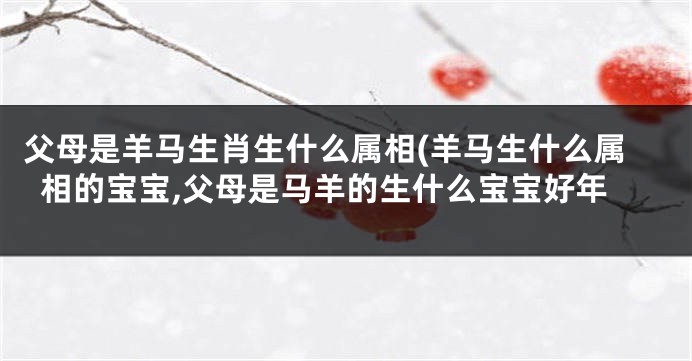 父母是羊马生肖生什么属相(羊马生什么属相的宝宝,父母是马羊的生什么宝宝好年