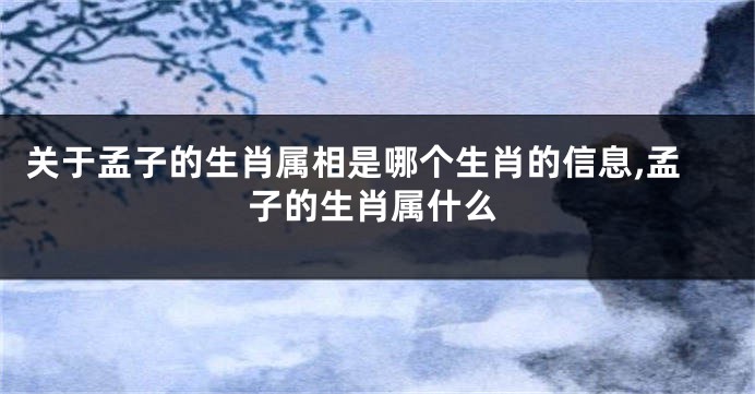 关于孟子的生肖属相是哪个生肖的信息,孟子的生肖属什么